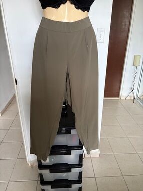 Counterparts Olive Wide-Leg Elastic Waist Trousers